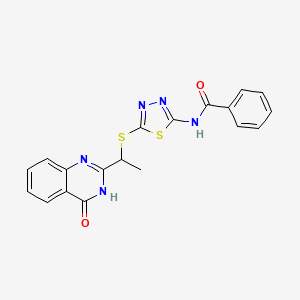 molecular formula C19H15N5O2S2 B3727366 N~1~-(5-{[1-(4-OXO-3,4-DIHYDRO-2-QUINAZOLINYL)ETHYL]SULFANYL}-1,3,4-THIADIAZOL-2-YL)BENZAMIDE 
