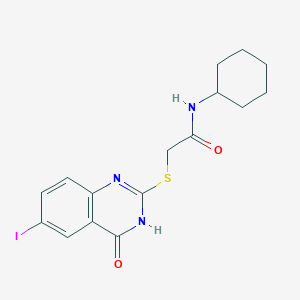 molecular formula C16H18IN3O2S B3727376 N-cyclohexyl-2-[(6-iodo-4-oxo-3H-quinazolin-2-yl)sulfanyl]acetamide 