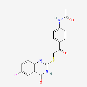 molecular formula C18H14IN3O3S B3727399 N-[4-[2-[(6-iodo-4-oxo-3H-quinazolin-2-yl)sulfanyl]acetyl]phenyl]acetamide 