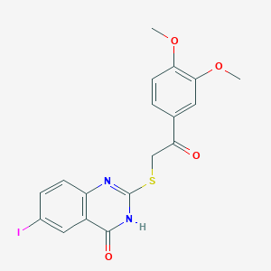molecular formula C18H15IN2O4S B3727451 2-[2-(3,4-dimethoxyphenyl)-2-oxoethyl]sulfanyl-6-iodo-3H-quinazolin-4-one 
