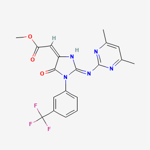 molecular formula C19H16F3N5O3 B3727465 methyl (2E)-{2-[(4,6-dimethylpyrimidin-2-yl)amino]-5-oxo-1-[3-(trifluoromethyl)phenyl]-1,5-dihydro-4H-imidazol-4-ylidene}ethanoate 