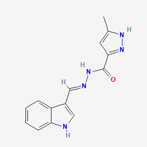 molecular formula C14H13N5O B3727848 N'-[(E)-(1H-INDOL-3-YL)METHYLIDENE]-3-METHYL-1H-PYRAZOLE-5-CARBOHYDRAZIDE 