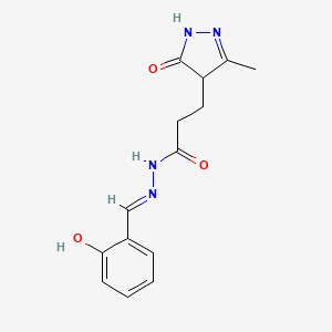 molecular formula C14H16N4O3 B3727868 N'-[(E)-(2-hydroxyphenyl)methylidene]-3-(3-methyl-5-oxo-4,5-dihydro-1H-pyrazol-4-yl)propanehydrazide 