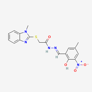 molecular formula C18H17N5O4S B3727899 N-[(E)-(2-hydroxy-5-methyl-3-nitrophenyl)methylideneamino]-2-(1-methylbenzimidazol-2-yl)sulfanylacetamide 