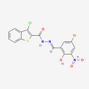 molecular formula C16H9BrClN3O4S B3728034 N-[(E)-(5-bromo-2-hydroxy-3-nitrophenyl)methylideneamino]-3-chloro-1-benzothiophene-2-carboxamide 