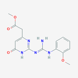 molecular formula C15H17N5O4 B3728061 METHYL 2-[2-({AMINO[(2-METHOXYPHENYL)IMINO]METHYL}AMINO)-6-OXO-3,6-DIHYDRO-4-PYRIMIDINYL]ACETATE 