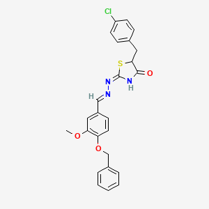 molecular formula C25H22ClN3O3S B3728159 (2E)-2-{(2E)-[4-(benzyloxy)-3-methoxybenzylidene]hydrazinylidene}-5-(4-chlorobenzyl)-1,3-thiazolidin-4-one 