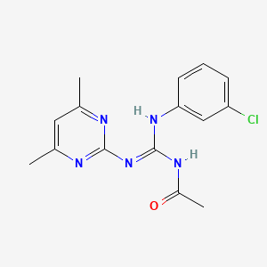 molecular formula C15H16ClN5O B3728243 N''-ACETYL-N-(3-CHLOROPHENYL)-N'-(4,6-DIMETHYL-2-PYRIMIDINYL)GUANIDINE 