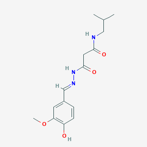 molecular formula C15H21N3O4 B3728581 N'-[(E)-(4-hydroxy-3-methoxyphenyl)methylideneamino]-N-(2-methylpropyl)propanediamide 
