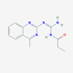 molecular formula C13H15N5O B3728584 N-[(E)-AMINO[(4-METHYLQUINAZOLIN-2-YL)AMINO]METHYLIDENE]PROPANAMIDE 
