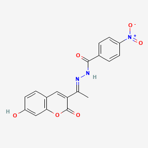 molecular formula C18H13N3O6 B3728944 N'-[(1E)-1-(7-hydroxy-2-oxo-2H-chromen-3-yl)ethylidene]-4-nitrobenzohydrazide 