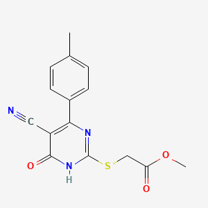 molecular formula C15H13N3O3S B3728982 methyl 2-[[5-cyano-4-(4-methylphenyl)-6-oxo-1H-pyrimidin-2-yl]sulfanyl]acetate 
