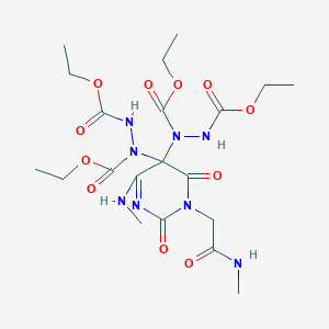molecular formula C20H32N8O11 B372900 ethyl N-(ethoxycarbonylamino)-N-[5-[ethoxycarbonyl-(ethoxycarbonylamino)amino]-4-(methylamino)-1-[2-(methylamino)-2-oxoethyl]-2,6-dioxopyrimidin-5-yl]carbamate 