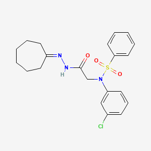 molecular formula C21H24ClN3O3S B3729087 N-(3-chlorophenyl)-N-[2-(2-cycloheptylidenehydrazinyl)-2-oxoethyl]benzenesulfonamide (non-preferred name) 