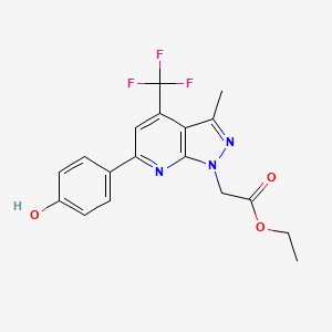 molecular formula C18H16F3N3O3 B3729146 ETHYL 2-[6-(4-HYDROXYPHENYL)-3-METHYL-4-(TRIFLUOROMETHYL)-1H-PYRAZOLO[3,4-B]PYRIDIN-1-YL]ACETATE 