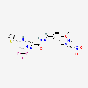 molecular formula C24H21F3N8O4S B3729214 N-((E)-1-{4-METHOXY-3-[(4-NITRO-1H-PYRAZOL-1-YL)METHYL]PHENYL}METHYLIDENE)-5-(2-THIENYL)-7-(TRIFLUOROMETHYL)-4,5,6,7-TETRAHYDROPYRAZOLO[1,5-A]PYRIMIDINE-2-CARBOHYDRAZIDE 