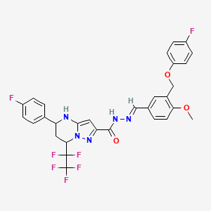 molecular formula C30H24F7N5O3 B3729217 N-((E)-1-{3-[(4-FLUOROPHENOXY)METHYL]-4-METHOXYPHENYL}METHYLIDENE)-5-(4-FLUOROPHENYL)-7-(1,1,2,2,2-PENTAFLUOROETHYL)-4,5,6,7-TETRAHYDROPYRAZOLO[1,5-A]PYRIMIDINE-2-CARBOHYDRAZIDE 