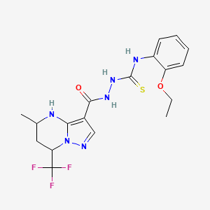 molecular formula C18H21F3N6O2S B3729238 N-(2-ETHOXYPHENYL)-2-{[5-METHYL-7-(TRIFLUOROMETHYL)-4,5,6,7-TETRAHYDROPYRAZOLO[1,5-A]PYRIMIDIN-3-YL]CARBONYL}-1-HYDRAZINECARBOTHIOAMIDE 