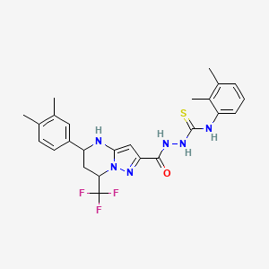 molecular formula C25H27F3N6OS B3729242 N~1~-(2,3-DIMETHYLPHENYL)-2-{[5-(3,4-DIMETHYLPHENYL)-7-(TRIFLUOROMETHYL)-4,5,6,7-TETRAHYDROPYRAZOLO[1,5-A]PYRIMIDIN-2-YL]CARBONYL}-1-HYDRAZINECARBOTHIOAMIDE 