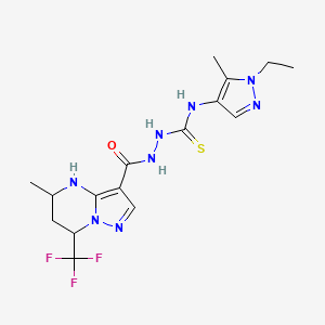 molecular formula C16H21F3N8OS B3729284 N-(1-ETHYL-5-METHYL-1H-PYRAZOL-4-YL)-2-{[5-METHYL-7-(TRIFLUOROMETHYL)-4,5,6,7-TETRAHYDROPYRAZOLO[1,5-A]PYRIMIDIN-3-YL]CARBONYL}-1-HYDRAZINECARBOTHIOAMIDE 