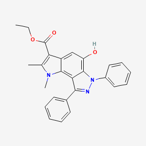 molecular formula C26H23N3O3 B3729360 ETHYL 5-HYDROXY-1,2-DIMETHYL-6,8-DIPHENYL-1H,6H-PYRROLO[2,3-E]INDAZOLE-3-CARBOXYLATE 
