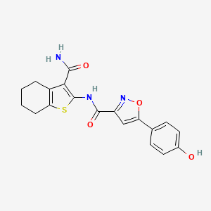 molecular formula C19H17N3O4S B3729423 N-(3-carbamoyl-4,5,6,7-tetrahydro-1-benzothiophen-2-yl)-5-(4-hydroxyphenyl)-1,2-oxazole-3-carboxamide 
