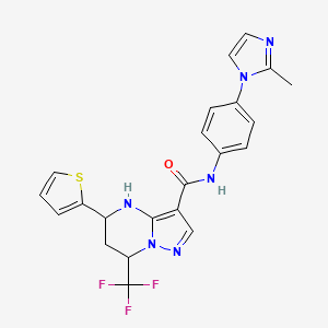 molecular formula C22H19F3N6OS B3729478 N~3~-[4-(2-METHYL-1H-IMIDAZOL-1-YL)PHENYL]-5-(2-THIENYL)-7-(TRIFLUOROMETHYL)-4,5,6,7-TETRAHYDROPYRAZOLO[1,5-A]PYRIMIDINE-3-CARBOXAMIDE 