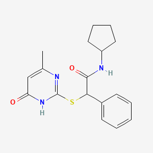 molecular formula C18H21N3O2S B3729594 N-cyclopentyl-2-[(4-hydroxy-6-methylpyrimidin-2-yl)sulfanyl]-2-phenylacetamide 