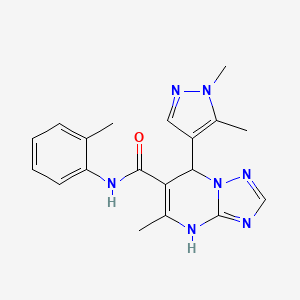 molecular formula C19H21N7O B3729616 7-(1,5-DIMETHYL-1H-PYRAZOL-4-YL)-5-METHYL-N~6~-(2-METHYLPHENYL)-4,7-DIHYDRO[1,2,4]TRIAZOLO[1,5-A]PYRIMIDINE-6-CARBOXAMIDE 