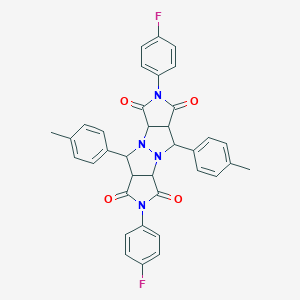 molecular formula C36H28F2N4O4 B372969 4,11-Bis(4-fluorophenyl)-7,14-bis(4-methylphenyl)-1,4,8,11-tetrazatetracyclo[6.6.0.02,6.09,13]tetradecane-3,5,10,12-tetrone 