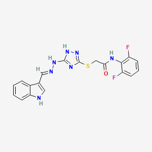 molecular formula C19H15F2N7OS B3729853 N-(2,6-DIFLUOROPHENYL)-2-[(5-{2-[(E)-1-(1H-INDOL-3-YL)METHYLIDENE]HYDRAZINO}-4H-1,2,4-TRIAZOL-3-YL)SULFANYL]ACETAMIDE 