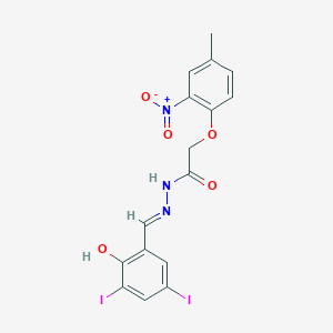 molecular formula C16H13I2N3O5 B3729918 N'-[(E)-(2-hydroxy-3,5-diiodophenyl)methylidene]-2-(4-methyl-2-nitrophenoxy)acetohydrazide 