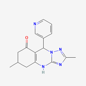 molecular formula C16H17N5O B3729951 2,6-dimethyl-9-(pyridin-3-yl)-5,6,7,9-tetrahydro[1,2,4]triazolo[5,1-b]quinazolin-8(4H)-one 
