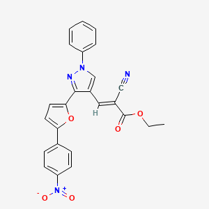 molecular formula C25H18N4O5 B3730259 ethyl (E)-2-cyano-3-[3-[5-(4-nitrophenyl)furan-2-yl]-1-phenylpyrazol-4-yl]prop-2-enoate 