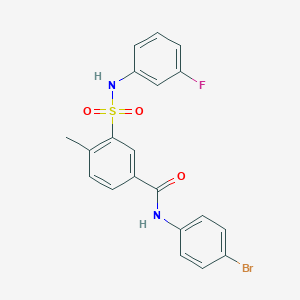 molecular formula C20H16BrFN2O3S B3730312 N-(4-bromophenyl)-3-[(3-fluorophenyl)sulfamoyl]-4-methylbenzamide 