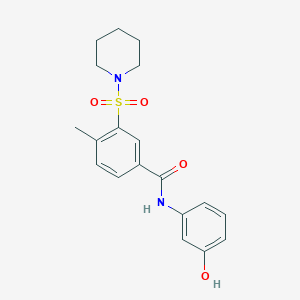 molecular formula C19H22N2O4S B3730418 N-(3-HYDROXYPHENYL)-4-METHYL-3-(PIPERIDINE-1-SULFONYL)BENZAMIDE CAS No. 313685-52-8