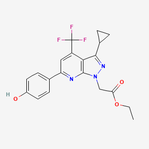 molecular formula C20H18F3N3O3 B3730634 ETHYL 2-[3-CYCLOPROPYL-6-(4-HYDROXYPHENYL)-4-(TRIFLUOROMETHYL)-1H-PYRAZOLO[3,4-B]PYRIDIN-1-YL]ACETATE 