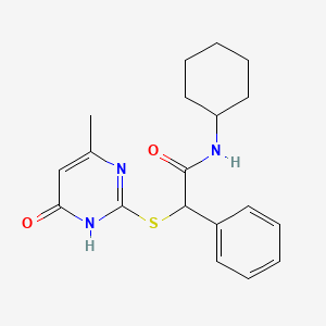 molecular formula C19H23N3O2S B3730936 N-cyclohexyl-2-[(4-hydroxy-6-methylpyrimidin-2-yl)sulfanyl]-2-phenylacetamide 