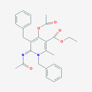 molecular formula C27H28N2O5 B373127 Ethyl 6-(acetylimino)-4-(acetyloxy)-1,5-dibenzyl-2-methyl-1,6-dihydro-3-pyridinecarboxylate 