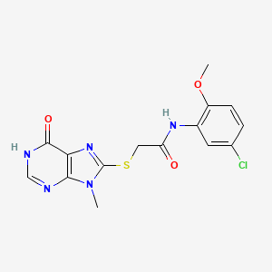 molecular formula C15H14ClN5O3S B3731558 N-(5-chloro-2-methoxyphenyl)-2-[(9-methyl-6-oxo-6,9-dihydro-1H-purin-8-yl)sulfanyl]acetamide 
