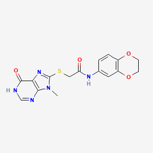 molecular formula C16H15N5O4S B3731641 N-(2,3-dihydro-1,4-benzodioxin-6-yl)-2-[(9-methyl-6-oxo-6,9-dihydro-1H-purin-8-yl)sulfanyl]acetamide 