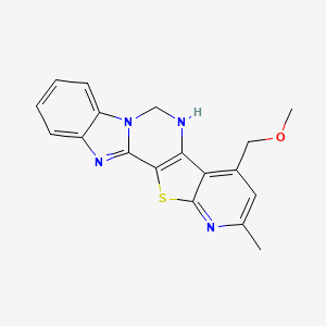molecular formula C18H16N4OS B3731920 8-(methoxymethyl)-6-methyl-3-thia-5,11,13,20-tetrazapentacyclo[11.7.0.02,10.04,9.014,19]icosa-1(20),2(10),4,6,8,14,16,18-octaene 