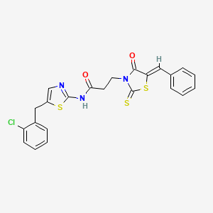 molecular formula C23H18ClN3O2S3 B3732348 N-{5-[(2-CHLOROPHENYL)METHYL]-1,3-THIAZOL-2-YL}-3-[(5Z)-4-OXO-5-(PHENYLMETHYLIDENE)-2-SULFANYLIDENE-1,3-THIAZOLIDIN-3-YL]PROPANAMIDE CAS No. 5545-27-7