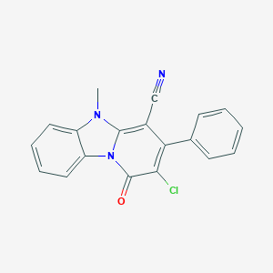 molecular formula C19H12ClN3O B373236 2-Chloro-5-methyl-1-oxo-3-phenyl-4-pyrido[1,2-a]benzimidazolecarbonitrile 