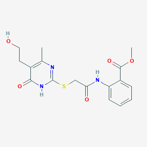 molecular formula C17H19N3O5S B3732625 methyl 2-[[2-[[5-(2-hydroxyethyl)-4-methyl-6-oxo-1H-pyrimidin-2-yl]sulfanyl]acetyl]amino]benzoate 