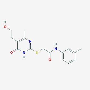 molecular formula C16H19N3O3S B3732643 2-[[5-(2-hydroxyethyl)-4-methyl-6-oxo-1H-pyrimidin-2-yl]sulfanyl]-N-(3-methylphenyl)acetamide 