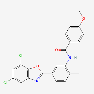 molecular formula C22H16Cl2N2O3 B3732689 N-[5-(5,7-dichloro-1,3-benzoxazol-2-yl)-2-methylphenyl]-4-methoxybenzamide 