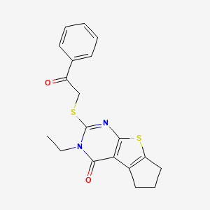 3-ethyl-2-[(2-oxo-2-phenylethyl)thio]-3,5,6,7-tetrahydro-4H-cyclopenta[4,5]thieno[2,3-d]pyrimidin-4-one