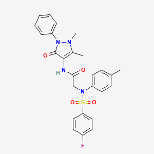 molecular formula C26H25FN4O4S B3732799 N-(1,5-DIMETHYL-3-OXO-2-PHENYL-2,3-DIHYDRO-1H-PYRAZOL-4-YL)-2-[N-(4-METHYLPHENYL)4-FLUOROBENZENESULFONAMIDO]ACETAMIDE 