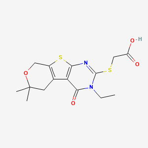 [(3-ethyl-6,6-dimethyl-4-oxo-3,5,6,8-tetrahydro-4H-pyrano[4',3':4,5]thieno[2,3-d]pyrimidin-2-yl)thio]acetic acid